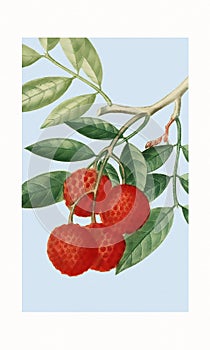 Lychee Ponceau. Digital watercolor art