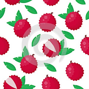 Lychee Seamless Pattern. Lychee background with leafs