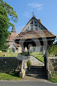 Lychgate. The Church of The Holy Cross, Bignor, Sussex, UK