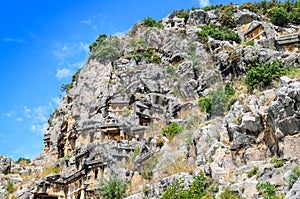 Lycian rock-cut tombs in Myra, Turkey