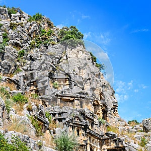 Lycian rock-cut tombs in Myra, Turkey