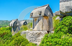 Lycian tombs in mountains, Kekova, Turkey