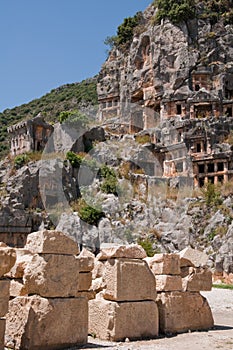 Lycian tombs in Myra, Demre, Turkey