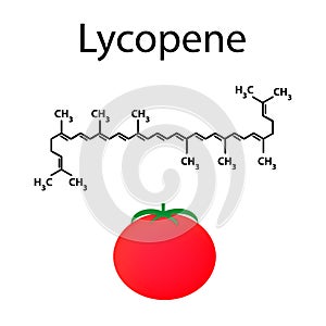 Lycopene is a chemical molecular formula. tomato. Vector illustration on isolated background.