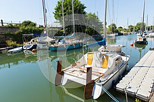 Lydney harbour Gloucestershire England uk with boats in summer