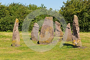 Lydney harbour Gloucestershire England uk stones in picnic area