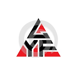 LYF triangle letter logo design with triangle shape. LYF triangle logo design monogram. LYF triangle vector logo template with red
