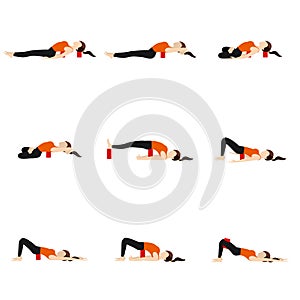 Lying asanas set with blocks