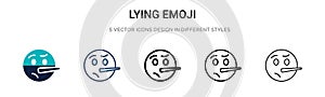 Lying emoji icon in filled, thin line, outline and stroke style. Vector illustration of two colored and black lying emoji vector