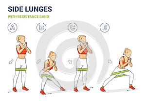 Lying Leg Lifting with Resistance Band Exercise illustration. Colorful Concept of Girl Doing Legs Raise Workout Exercise photo