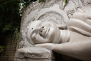 Lying sleeping Buddha in Long Son Pagoda, Nha Trang, Vietnam