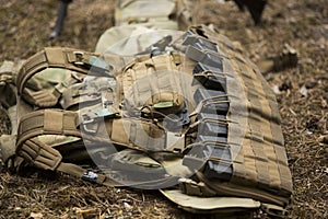 Lying tactical vest on the ground