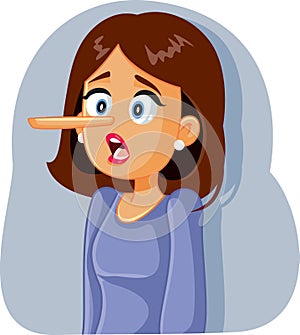 Lying  Woman with Long Nose Vector Cartoon