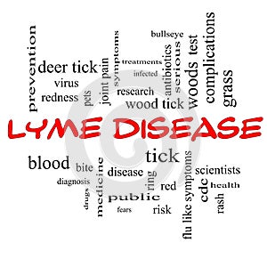 Lyme Disease Word Cloud Concept in red caps