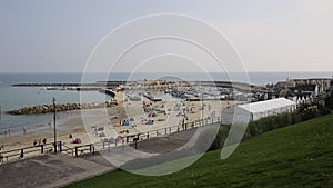 Lyme Regis beach Dorset England UK in Lyme Bay