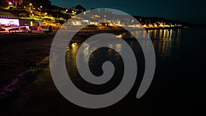 Lyme Regis reflections at night