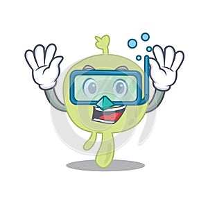 Lymph node mascot design swims with diving glasses