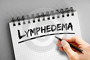 Lymphedema text on notepad, concept background photo