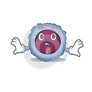 Lymphocyte cell cartoon character design on a surprised gesture