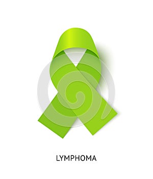 Lymphoma, blood cancer awareness ribbon vector realistic illustration