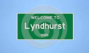 Lyndhurst, Ohio city limit sign. Town sign from the USA.