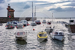 View of the harbour in Lynmouth, Devon on October 20, 2013