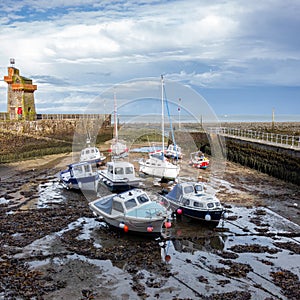 View of the harbour at low tide in Lynmouth, Devon on October 19, 2013