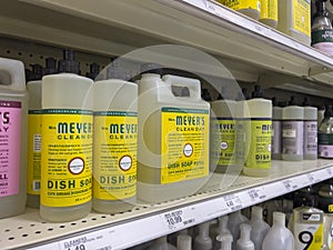 Lynnwood, WA USA - circa August 2022: Selective focus on Mrs. Meyers cleaning products for sale inside a Target retail store