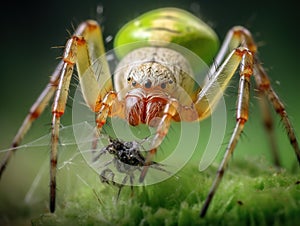 Lynx spider with fly  Made With Generative AI illustration
