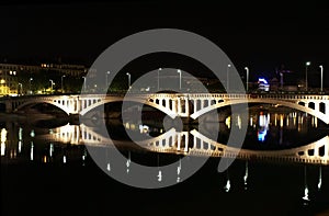 Lyon bridge at night