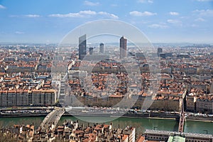 Lyon city aerial view