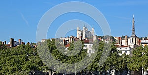 Lyon city in France with basilica called Notre Dame de Fourviere