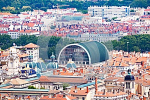 Lyon cityscape with City Hall and Opera roofs