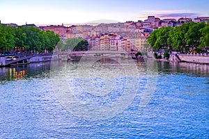 Lyon, France along the Saone river