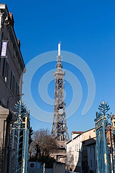 The Metallic tower of Fourviere, a landmark of Lyon