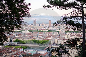 Lyon from the hill of Fourviere, France photo