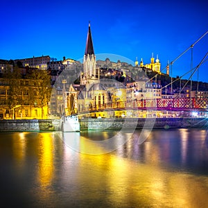 Lyon by nigt with lights