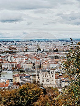 Lyon old town and the cathedral Saint jean, France