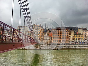 Lyon old town and the river Saone, Lyon, France