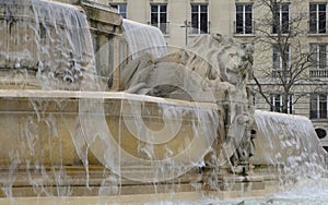Lyon sculpture in fountain