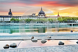 Lyon by sunset in summer