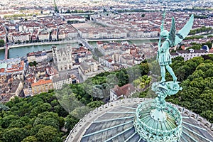 Lyon from the top of Notre Dame de Fourviere photo
