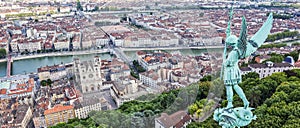 Lyon from the top of Notre Dame de Fourviere photo
