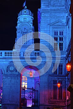 Lyon Town Hall at night