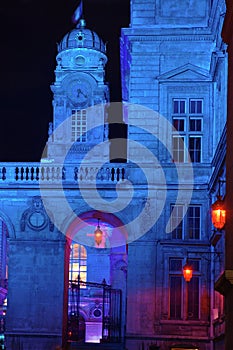 Lyon Town Hall at night