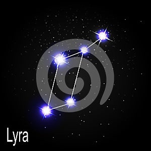 Lyra Constellation with Beautiful Bright Stars on the Background photo