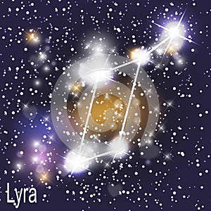 Lyra Constellation with Beautiful Bright Stars on the Background of Cosmic Sky Vector Illustration photo