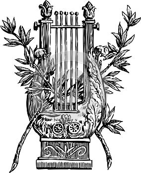 Lyre with a branches photo