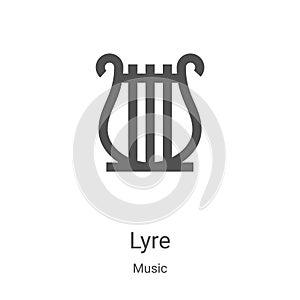 lyre icon vector from music collection. Thin line lyre outline icon vector illustration. Linear symbol for use on web and mobile