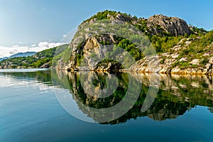 Lysefjord rock landscape sea mountain fjord view, Norway